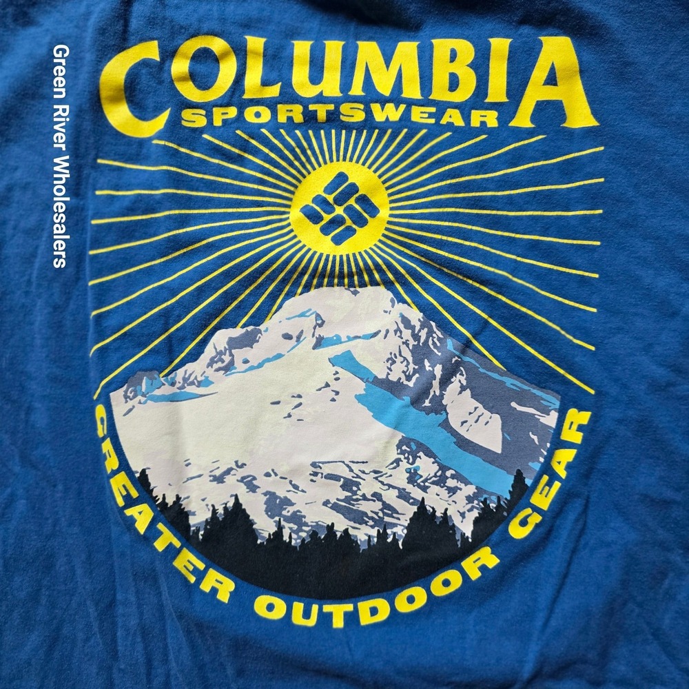 Columbia Sportswear Mens XL Blue Mountain Graphic T-Shirt Short Sleeve Cotton